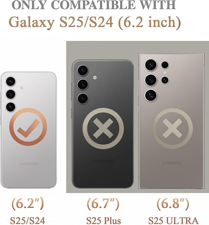 DEERLAMN Case for Samsung Galaxy S25 6.2-Inch with Slide Camera Cover+Screen Protector (1 Pack), Rotated Ring Kickstand Military Grade Shockproof Protective Cover-Grey