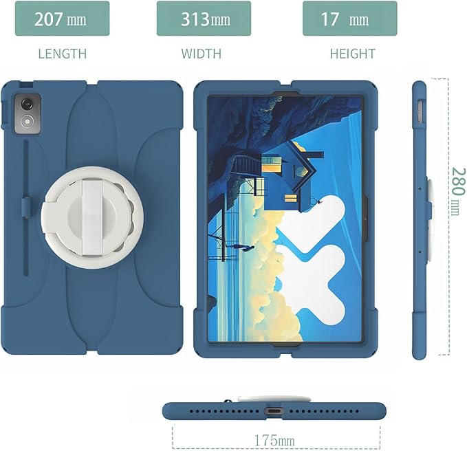Case for Lenovo Tab P12 Tablet 12.7 inch, Silicone Adjustable Stand Cover for Lenovo tab P12/Xiaoxin Pad Pro 12.7" Tablet Case TB370FU/TB371FC/TB375FC (Blue)