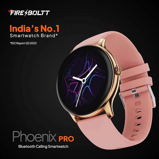 Fire-Boltt Phoenix Pro 35.3mm (1.39 inch) Bluetooth Calling Smart Watch, AI Voice Assistant, Metal Body with 120+ Sports Modes, SpO2, Heart Rate Monitoring. (Gold Pink)