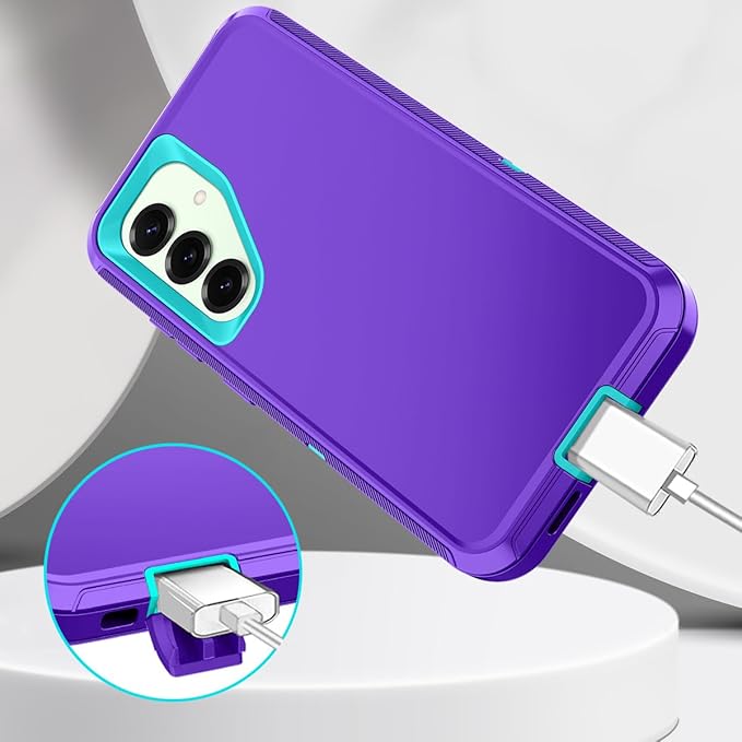 for Samsung Galaxy S25 Case Heavy Duty Protective Shockproof Dropproof 3-Layer Full Body Protection [Without Screen Protector] Tough Rugged Case for Galaxy S25,Purple/Green