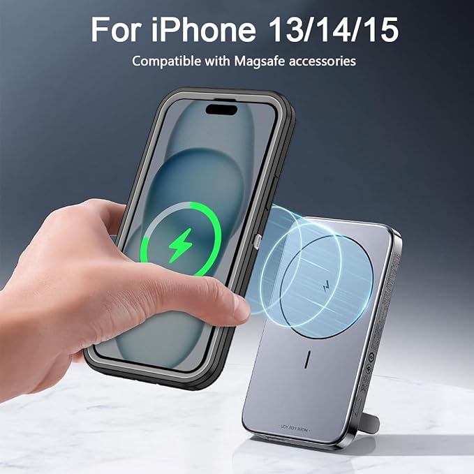 for iPhone 13/14/15 Case [Compatible with MagSafe] Shockproof 3-Layer Full Body Protection Rugged Heavy Duty Cover Case for Apple iPhone 13/14/15 6.1",Black/Grey