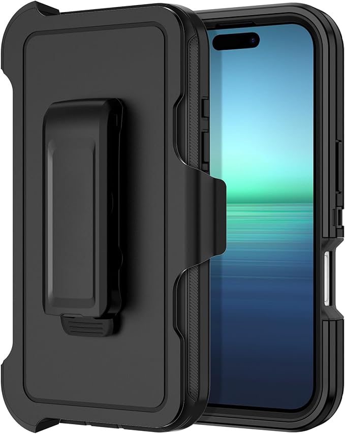 for iPhone 16 Pro Case [Compatible with MagSafe] Shockproof 3-Layer Full Body Protection [Without Screen Protector] Rugged Heavy Duty Cover Case for Apple iPhone 16 Pro 6.3",Black/Black
