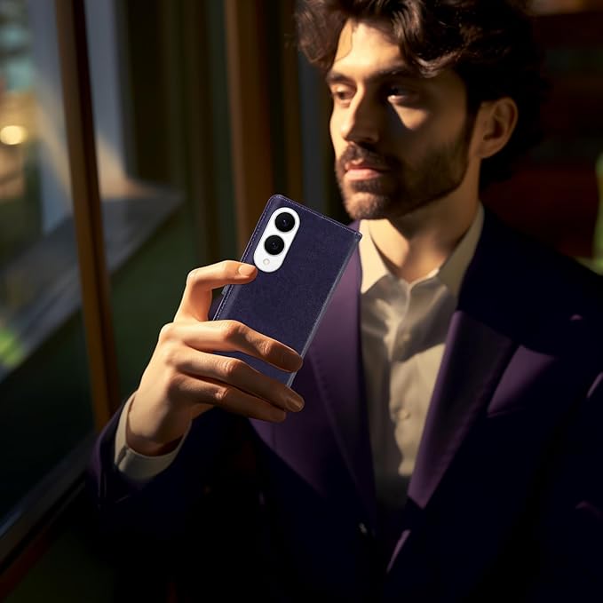 MONASAY Wallet Case Fit for Samsung Galaxy S25 Edge 5G，[Lens & Glass Screen Protector] [RFID Blocking] Flip Folio Leather Cell Phone Cover with Credit Card Holder, 6.7 inch, Purple