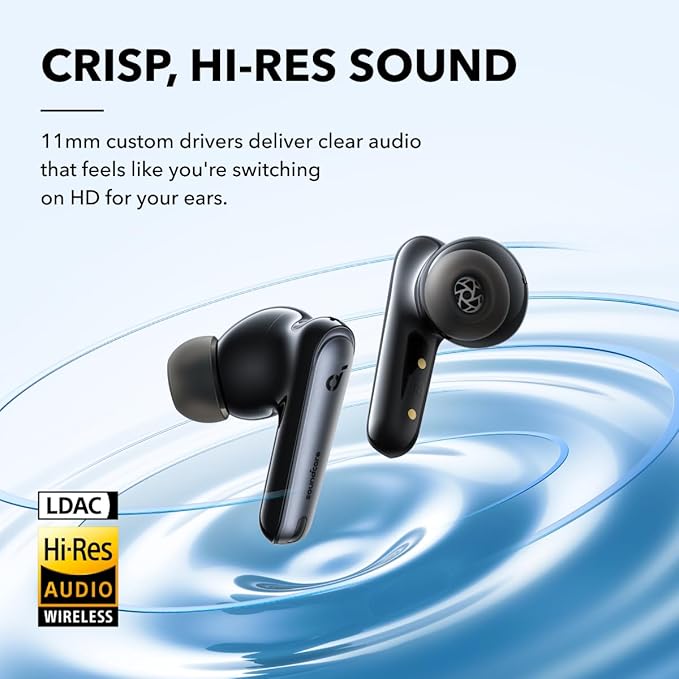 Soundcore by Anker Liberty 4 NC Wireless Earbuds, 98.5% Noise Reduction, Adaptive Noise Cancelling to Ears and Environment, Hi-Res Sound, 50H Battery, Wireless Charging, Bluetooth 5.3