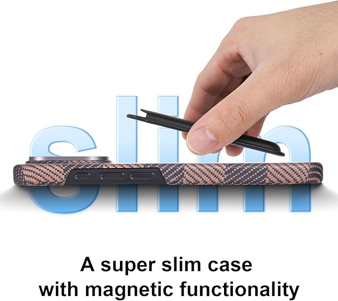 Aramid Fiber Case for iPhone 16 Pro, Compatible with Magnet, Slim & Light, Case-Less Touch Feeling, Checkerboard