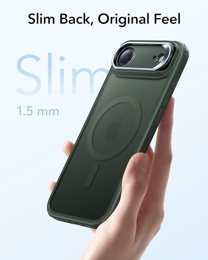 ESR for iPhone Air Case with Stand, Camera Control Cover Compatible with MagSafe, Military-Grade Drop Protection Magnetic Phone Case for iPhone 17 Air Case, Scratch-Resistant Back Cover,Frosted Green