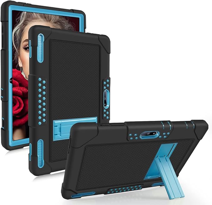 for Pritom M10 Inch Case, Heavy-Duty Drop-Proof Shock-Resistant Kids Friendly Protective case for QuntiCO Y10/Voger priorpad X100/Digiland Tablet DL1036/Gateway 10.1 HD Tablet(Black/Blue)