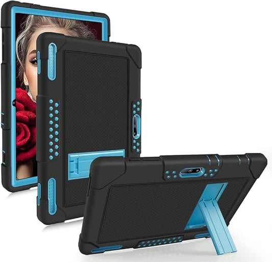 for Pritom M10 Inch Case, Heavy-Duty Drop-Proof Shock-Resistant Kids Friendly Protective case for QuntiCO Y10/Voger priorpad X100/Digiland Tablet DL1036/Gateway 10.1 HD Tablet(Black/Blue)