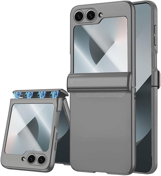 STORMTAL for Samsung Galaxy Z Flip 6 Case/Z Flip 7 FE Case, Hinge Protection, Built-in Screen Protector, Wireless Charging, Slim Rugged Phone Protective Case for Galaxy Z Flip 6 Gray