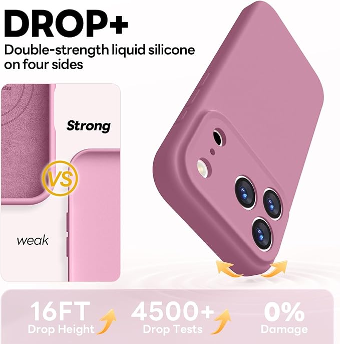 Vooii Magnetic Compatible with iPhone 17 Pro Case (Compatible with Magsafe) (Upgraded Camera Protection) Liquid Silicone Shockproof Full Body Protective Phone Cover for Women Men, Lavender Purple