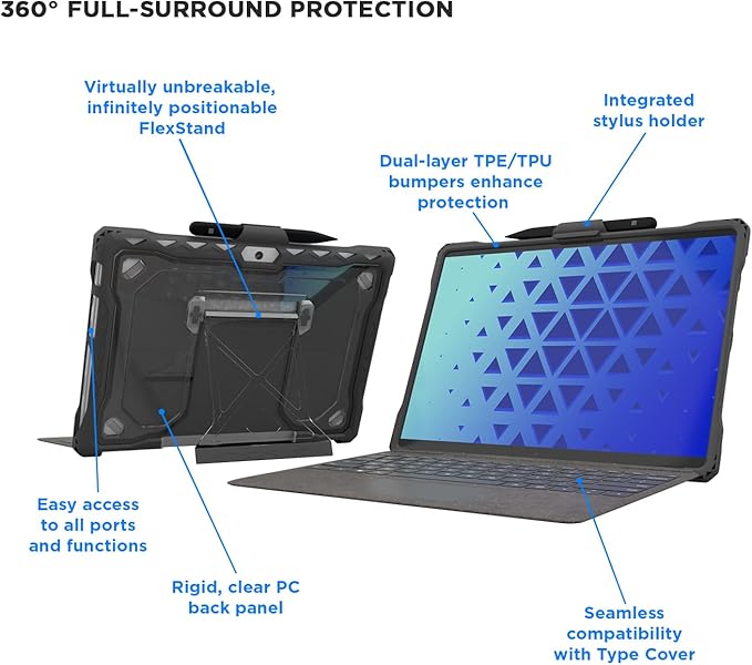 MaxCases Shield Extreme X2 for Microsoft Surface Pro 8 (Gray)
