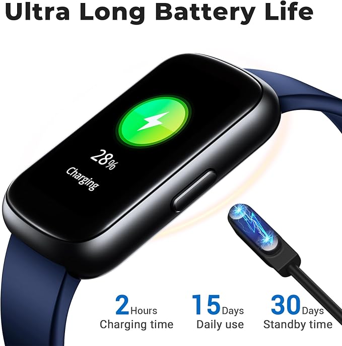 Fitness Tracker Smart Watch, 1.47" Full Touch Health Tracker with 24/7 Heart Rate & Blood Oxygen Monitor, Sleep Tracker, 3ATM Waterproof Step Tracker Activity Tracker for Women Men, Midnight Blue