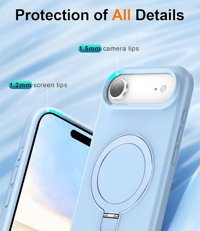 ZHK Liquid Silicone Designed for iPhone Air Case with Magnet Stand, [Precise Camera Lens Protection][Mil-Grade Drop Shockproof][Soft Anti-Scratch Microfiber Lining] Slim Fit Cover,Baby Blue