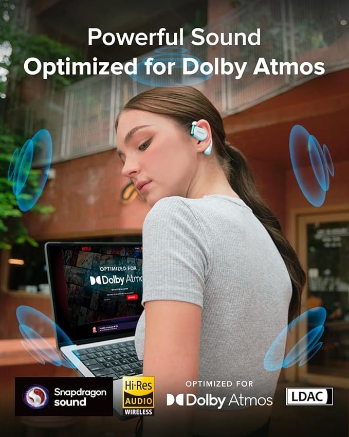 Cleer ARC 3 Open Ear Headphones - Dolby Audio, Snapdragon Sound True Wireless Earbuds, 50Hr Battery, Bluetooth 5.4, IPX 7, Multi-Point, Smart Controls, Wireless Charging Smart Case, Comfort Fit, Blue