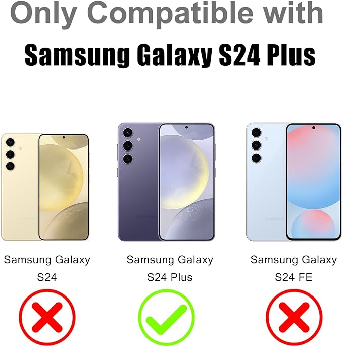 MOWIME Magnetic Case for Samsung Galaxy S24 Plus [Compatible with Magsafe] [Cute Fashion Fluorescent Design] [1 Screen Protector] Slim Translucent Matte Case for Galaxy S24 Plus 6.7", Purple