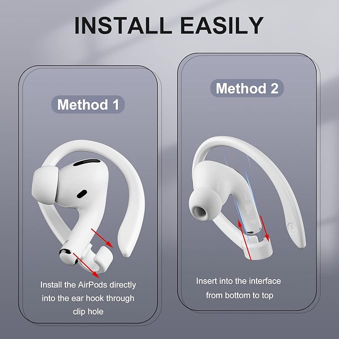 2 Pairs AirPods Ear Hooks for AirPods Pro 3, AirPods Pro 2, AirPods Pro, AirPods 4, 3, 2 & 1, Upgraded Anti Slip Sports Clip Hooks for AirPods 1, 2, 3, 4,Pro, Pro 2, Pro 3 – White