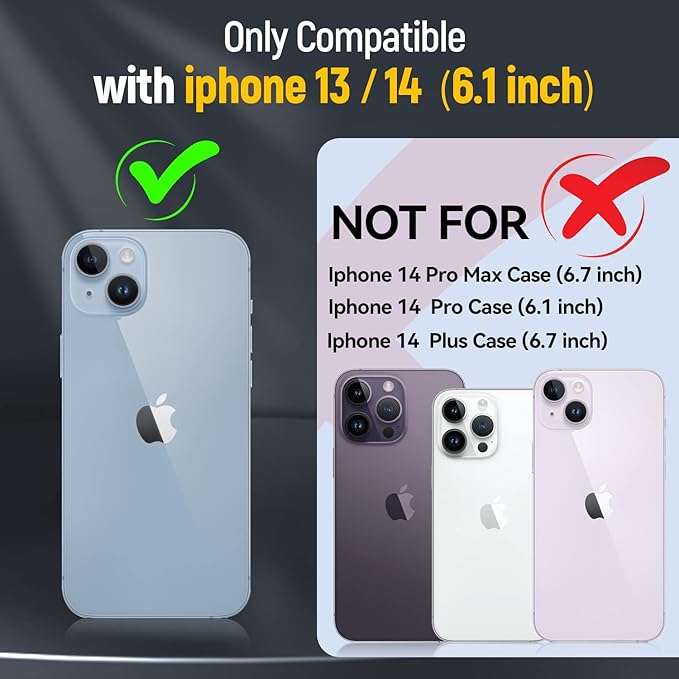 Phone Case for iPhone 14 Case with Camera Lens Cover, with Ring Holder Kickstand, fit Magnetic Car Mount, for iPhone 14 - Orange