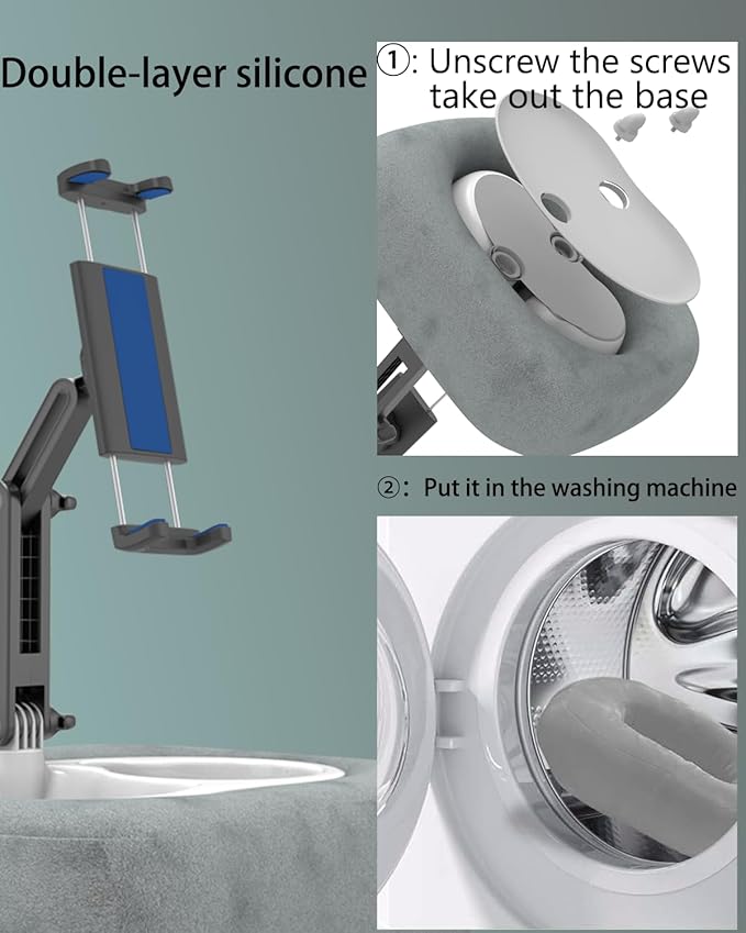 Charchendo Tablet Pillow Stand Soft Plush Fabric With Adjustable Telescopic Arm, 360° Adjustable iPad Stand for Bed, Sofa, Detachable Bowl, Fit for 4"-12.9" Kindle, iPad, Phone/Tablet, Google, Samsung