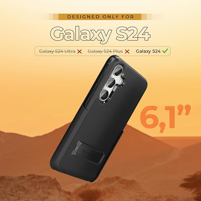 MOTIVE Designed for Samsung Galaxy s24 Case with Belt Clip, Compatible with MagSafe, Dual-Layer 10FT Military Grade Drop Protection, Shockproof s24 Holster Case 6.1” | Black