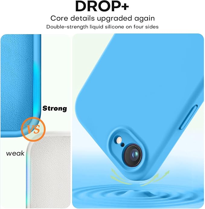 Vooii Compatible with iPhone 16e Case, Liquid Silicone Upgrade [Camera Protection] [Soft Anti-Scratch Microfiber Lining] Shockproof Phone Case for iPhone 16e 6.1 inch - Blue
