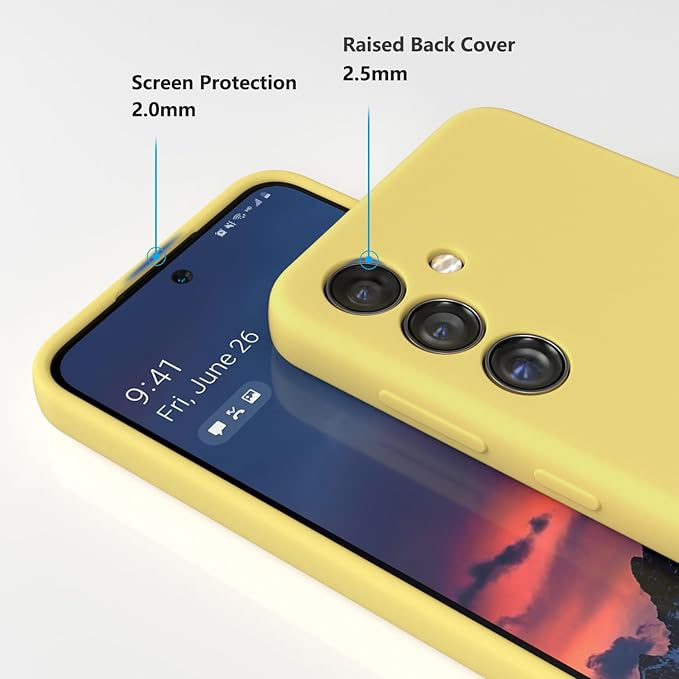 E Segoi Designed for Galaxy S24+Plus Case, Liquid Silicone Gel Rubber Shockproof Case Soft Microfiber Cloth Lining Cushion Compatible with Galaxy S24 Plus 5G 6.7 inch (Yellow, S24 Plus - 6.7")