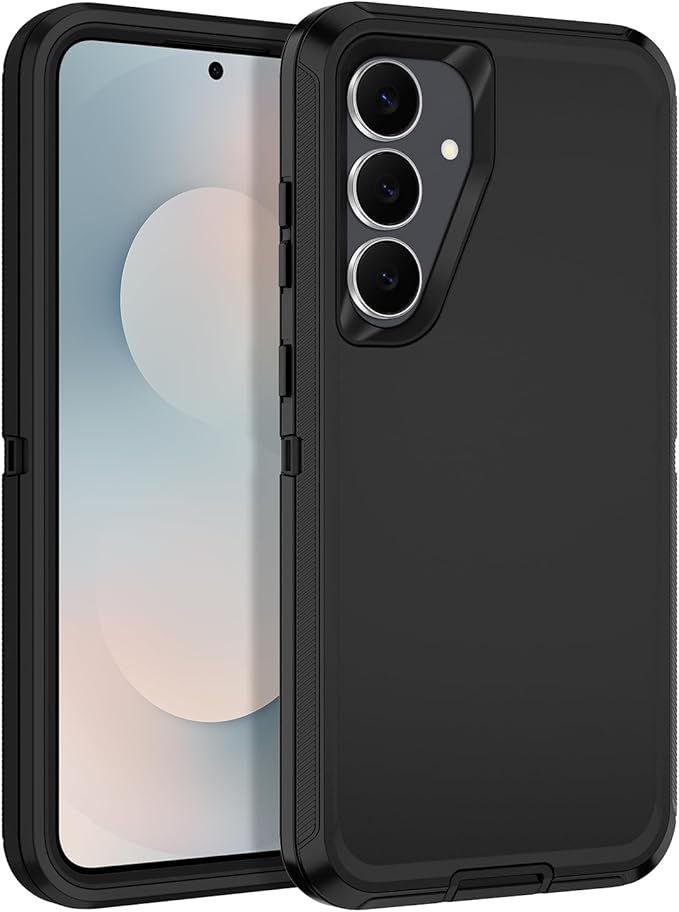 for Samsung Galaxy S25 FE Case Heavy Duty Protective Shockproof Dropproof 3-Layer Full Body Protection [Without Screen Protector] Tough Rugged Case for Galaxy S25 FE,Black