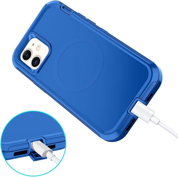 for iPhone 12 Case,iPhone 12 Pro Case [Compatible with MagSafe] Shockproof 3-Layer Full Body Protection Rugged Heavy Duty Cover for Apple iPhone 12/12 Pro 6.1",Sea Blue