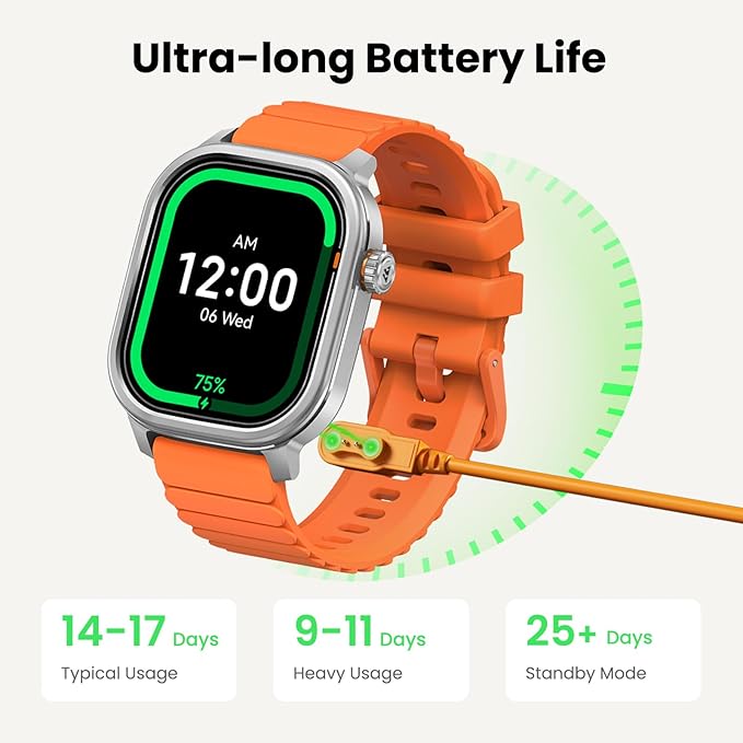 KOSPET Pulse Smart Watches for Men, Bluetooth Call/Answer, 25 Days Battery Life, 1.96 inch AMOLED, 24/7 Heart Rate & Sleep Monitoring, Compatible for Android & iOS, for Men (Silver)