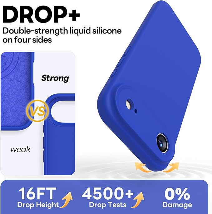 Vooii Magnetic Compatible with iPhone Air Case (Compatible with Magsafe) (Upgraded Camera Protection) Liquid Silicone Shockproof Full Body Protective Phone Cover for Women Men, Klein Blue, 6.5"