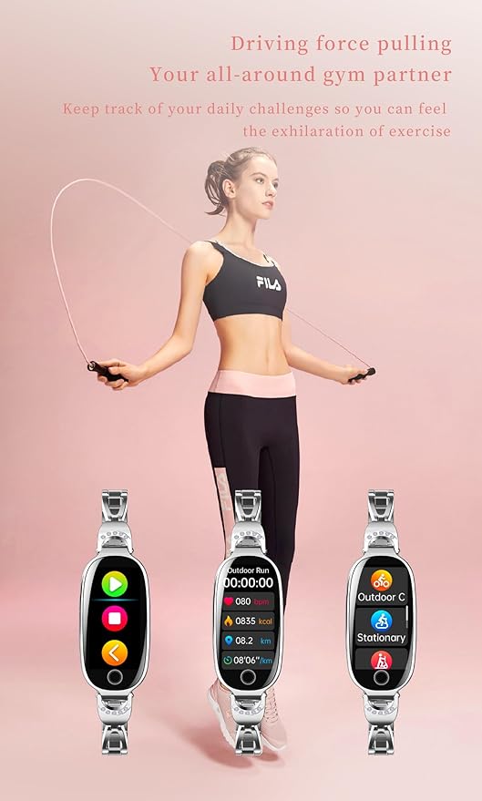 Health and Fitness Tracker Smart Watch for Women - Heart Rate/Blood Pressure/Menstrual Cycle Monitor, Sleep Tracker, iOS Android Compatible, Fitness Watch Remote Photography (Silver)