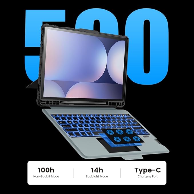 Nillkin for Samsung Galaxy Tab S9+ Plus Detachable Keyboard Case with 7 Backlit, Kickstand, Trackpad, S Pen Holder, for Samsung Tablet S10 Plus Keyboard (for Galaxy Tab S10 Plus - 12.4 inch)