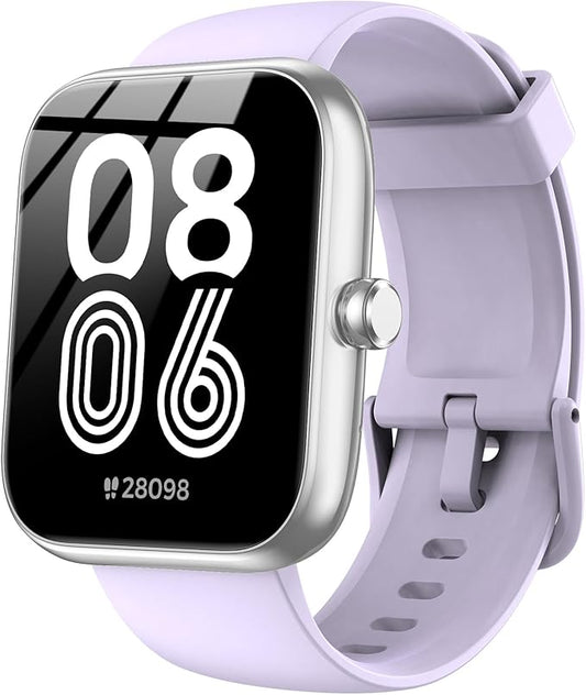 Smart Watch with Alexa Built-in, 1.83" HD Touchscreen, Bluetooth Calling Fitness Tracker, Health Monitor Heart Rate/Sleep Tracking, IP68 Waterproof, 120+ Sports Modes for Android iPhone (Purple)