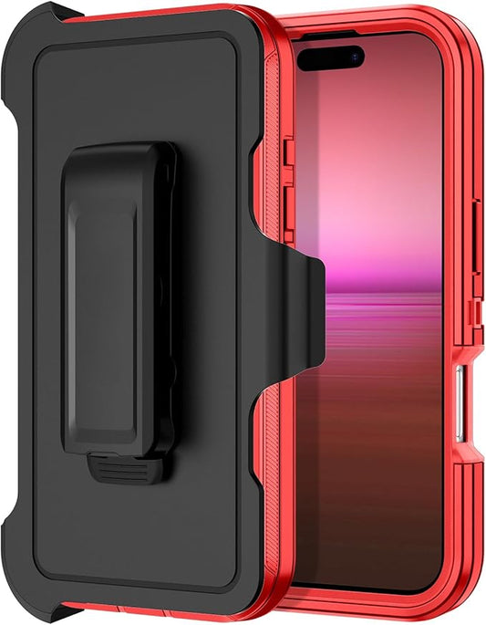 for iPhone 16 Pro Max Case [Compatible with MagSafe] Shockproof 3-Layer Full Body Protection [Without Screen Protector] Rugged Heavy Duty Cover Case for Apple iPhone 16 Pro Max 6.9",Red