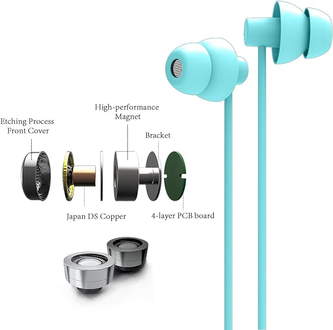 MAXROCK Sleep Earbuds,Ultra Soft Lightweight Sleep Earphones Headphones with Volume Control and Mic for Insomnia, Side Sleeper, Snoring, Air Travel, Meditation & Relaxation (Acid Blue)