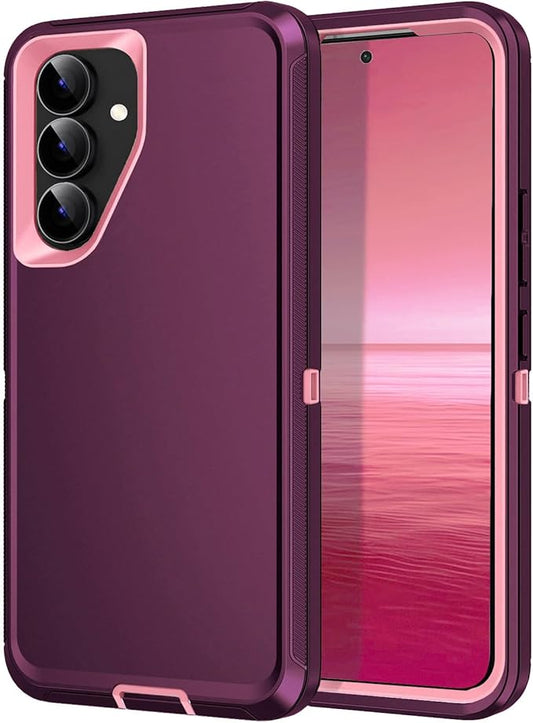 for Galaxy S25 FE 5g Case,Shockproof Dropproof Dustproof 3-Layer Full Body Protection Rugged Heavy Duty High Impact Hard Cover Case for Galaxy S25 fe,Purple/Pink