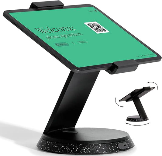 Eddy Tablet & iPad POS Stand | iPad Stand for Business | Compatible with Most 7-13" Tablets | Strong Aluminium iPad Kiosk Stand | iPad Table Mount Tablet Kiosk | iPad Register Stand | Black