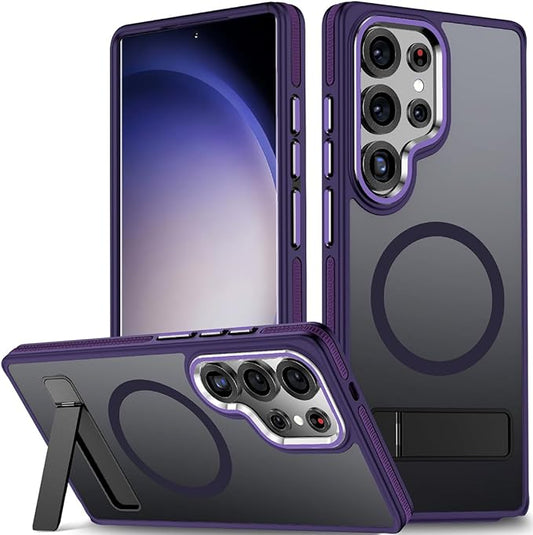 Case for Samsung Galaxy S25 Ultra, Compatible with Magsafe, S25 Ultra Phone Case with Kickstand Adjustable, Anti-Slip Cover Galaxy S25 Ultra Magnetic Case, Drop Protection (Dark Purple)