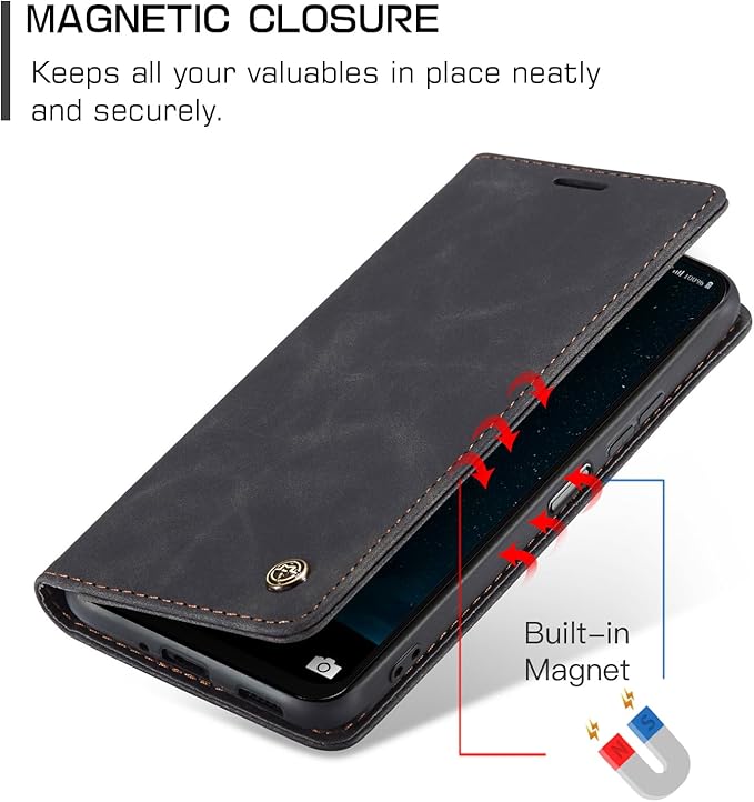 for Samsung Galaxy A16 5G Case, Flip Wallet Leather Case with Card Holder Magnetic Closure Shockproof Kickstand Protective Phone Cases Cover for Galaxy A16 5G / A16 4G, Black