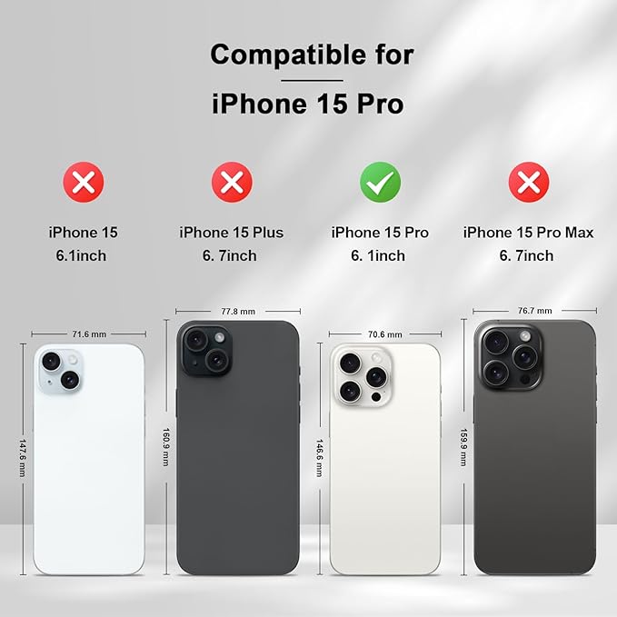 Jasonyu Flip Wallet Case for iPhone 15 Pro,Leather Magnetic Folio Cover with Card Holder,Kickstand - TPU Shockproof Durable Protective Phone Case,Black