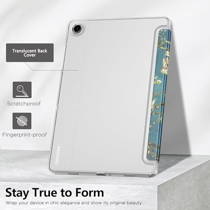 MoKo Case for Galaxy Tab A9+/A9 Plus 11 inch 2023, Slim Stand Protective Smart Cover with Hard PC Translucent Back Shell for Tab A9 Plus Tablet (SM-X210/X216/X218), Auto Wake/Sleep, Apricot Blossom