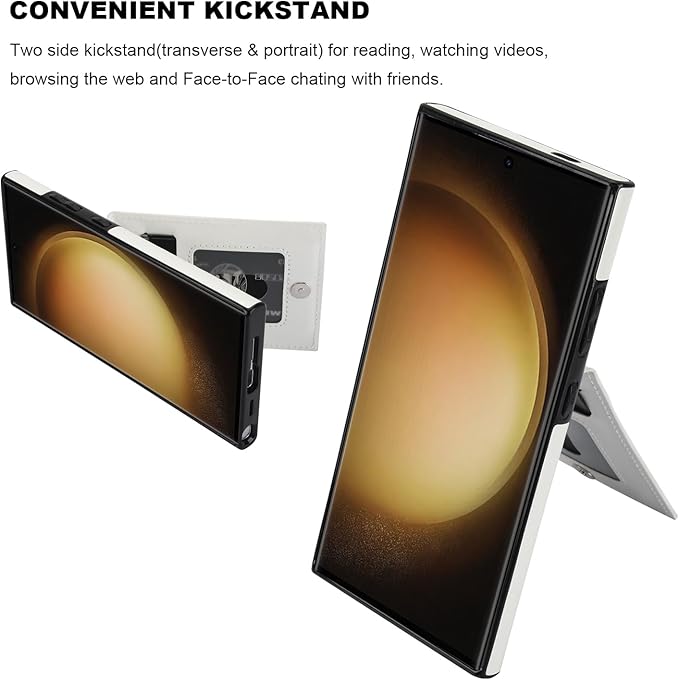 KIHUWEY Samsung Galaxy S24 Ultra 6.8'' Cellular Phone Case, Flip Leather Wallet with Card Holder, Magnetic Clasp, Kickstand, Heavy Duty Protective Cover (White)