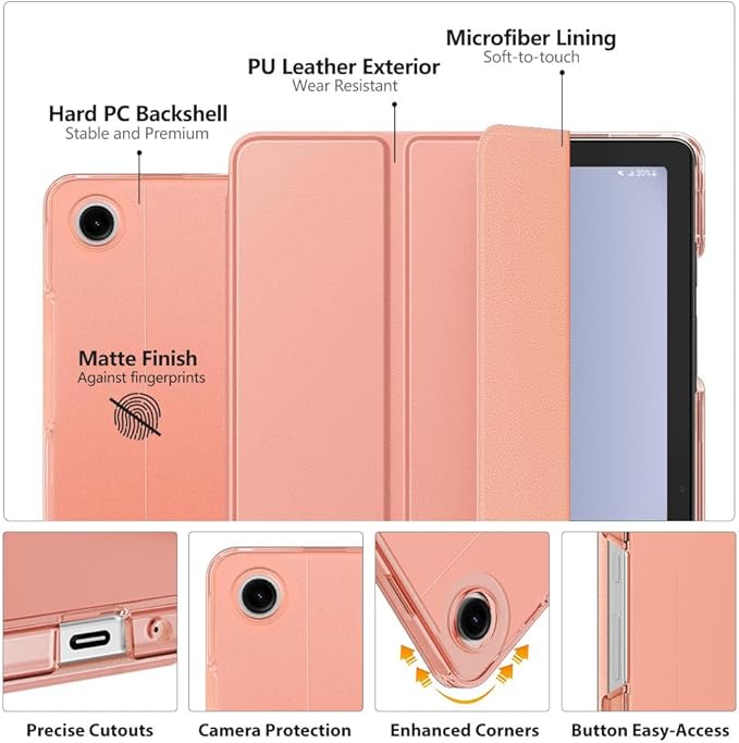 MoKo Case for Galaxy Tab A9+/A9 Plus 11 inch 2023, Slim Stand Protective Smart Cover with Hard PC Translucent Back Shell for Tab A9 Plus Tablet (SM-X210/X216/X218), Auto Wake/Sleep, Apricot Orange