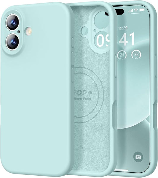 Vooii Magnetic Compatible with iPhone 17 Case (Compatible with Magsafe) (Upgraded Camera Protection) Liquid Silicone Shockproof Full Body Protective Phone Cover for Women Men, Mint, 6.3"