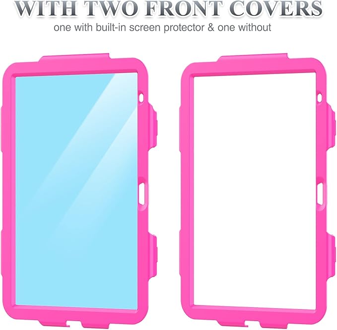 SEYMAC stock Case for iPad (A16) 11th/10th Generation 11''/10.9'' 2025/2022, Full-Body Drop Protection Case with Screen Protector &360° Rotate Hand Strap/Stand, Pink+Black