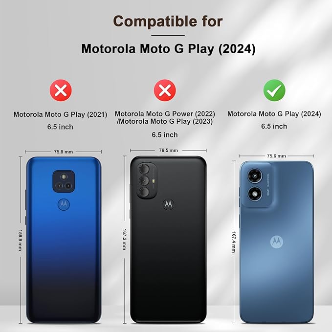 Jasonyu Flip Wallet Case for Moto G Play 4G (2024),Leather Magnetic Folio Cover with Card Holder,Kickstand - TPU Shockproof Durable Protective Phone Case,Brown