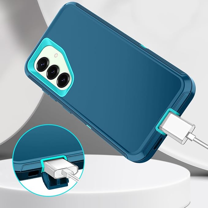 for Samsung Galaxy S25 Case Heavy Duty Protective Shockproof Dropproof 3-Layer Full Body Protection [Without Screen Protector] Tough Rugged Case for Galaxy S25,Turquoise