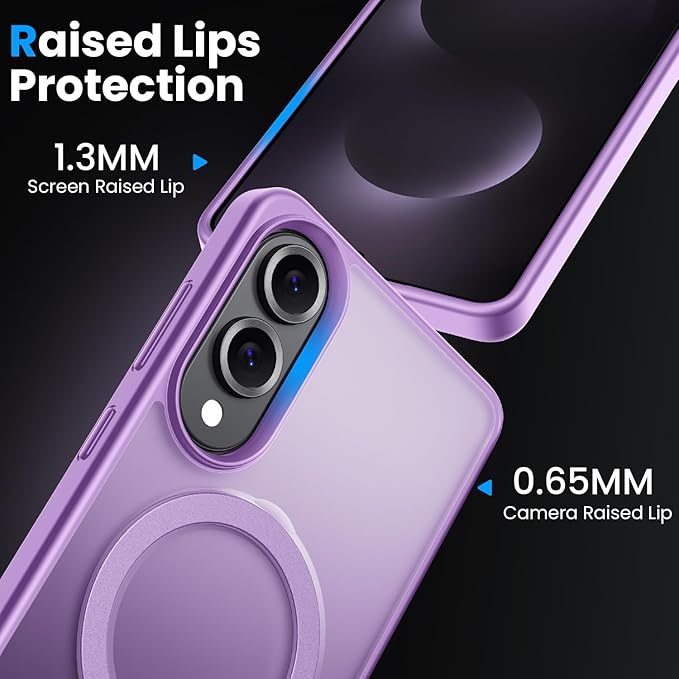 360° Rotatable Stand for Samsung Galaxy S25 Edge Case Magnetic with Screen Protector X1 & Camera Lens Protector*1, Compatible with MagSafe, 16FT Mil-Grade Shockproof for S25 Edge Case 6.2"，Purple