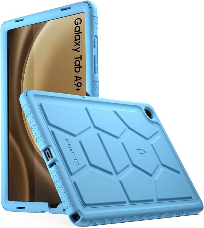 Poetic TurtleSkin Case Designed for Samsung Galaxy Tab A9+ Plus 11 Inch 2023, Heavy Duty Shockproof Rugged Kids Friendly Drop Protection Silicone Cover Case, Light Blue
