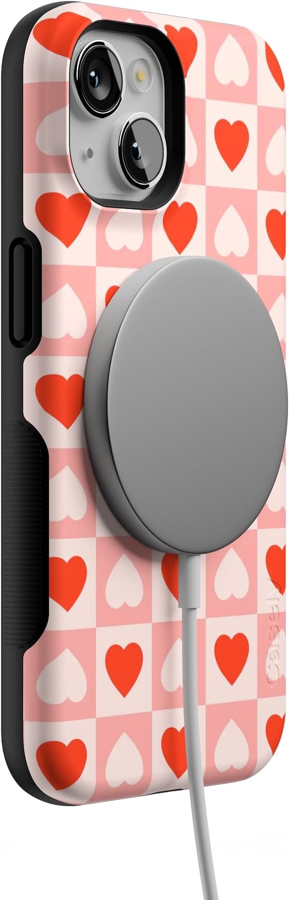 Casely iPhone 14 Case | King of My Heart | Checkered Hearts | Compatible with MagSafe | Bold Protective Design