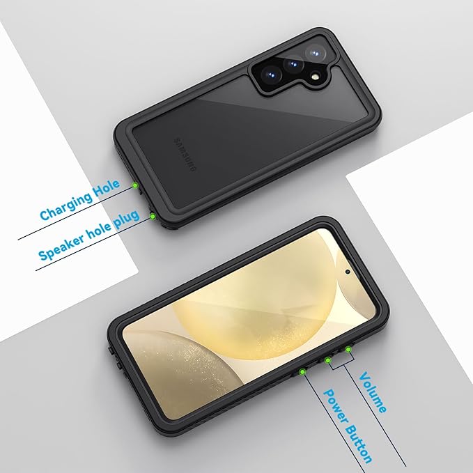 Lanhiem for Samsung Galaxy S24+ Plus Phone Case, IP68 Waterproof Dustproof Case with Built-in Screen Protector, Rugged Full Body Shockproof Protective Cover for Galaxy S24 Plus 6.7 Inch, Black